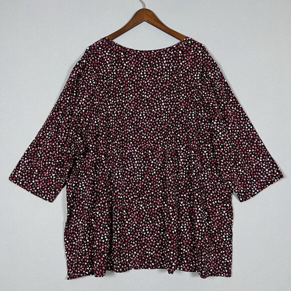 Catherines Tunic Top Womens Size 4X Heart Print Valentine's Day Pink Red Cotton - Picture 9 of 16